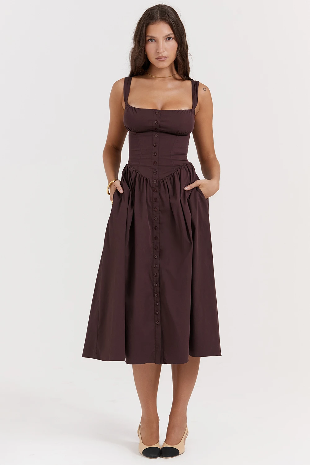 Rich Brown Midi Sundress 3 Rich Brown Midi Sundress