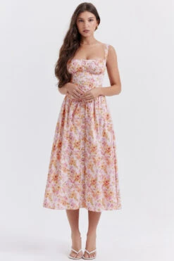 Pink Print Midi Sundress -Traumhafte Kleider tatiana p1