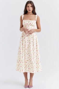 Rose Print Midi Sundress -Traumhafte Kleider tatiana whtflo1r