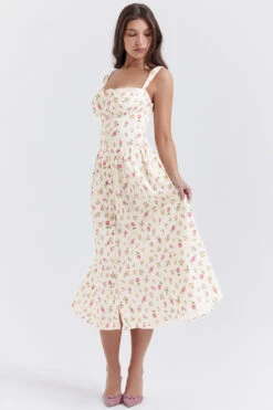 Rose Print Midi Sundress -Traumhafte Kleider tatiana whtflo2r