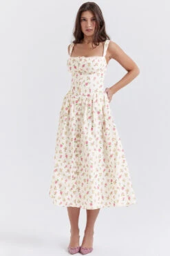 Rose Print Midi Sundress -Traumhafte Kleider tatiana whtflo3r
