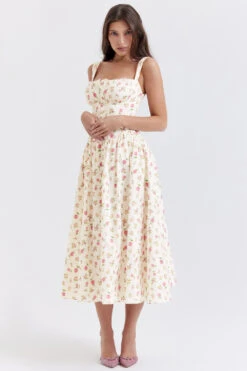 Rose Print Midi Sundress -Traumhafte Kleider tatiana whtflo4r