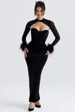 Black Velvet Corset Maxi Dress