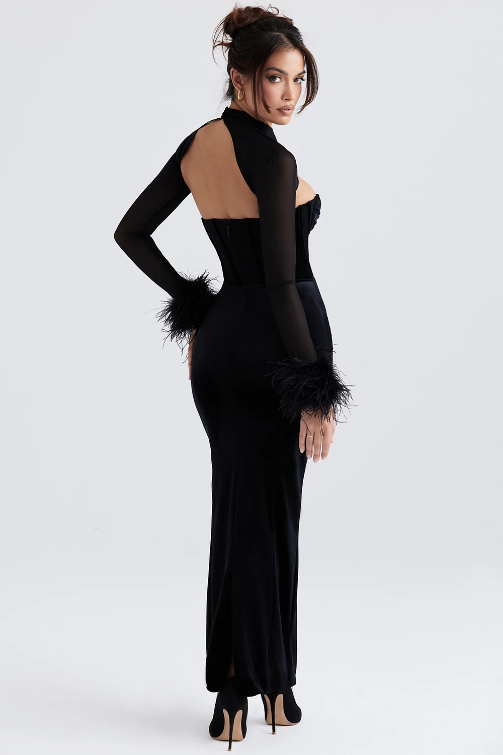 Black Velvet Corset Maxi Dress 8 Black Velvet Corset Maxi Dress – Bild 7