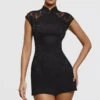 Black Embroidered Mini Dress -Traumhafte Kleider thea 2d