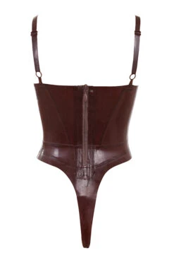 Raisin Latex Bustier Bodysuit -Traumhafte Kleider tia chocolate brown 02