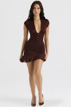 Wine Ruffle Corset Dress -Traumhafte Kleider tianna 1z
