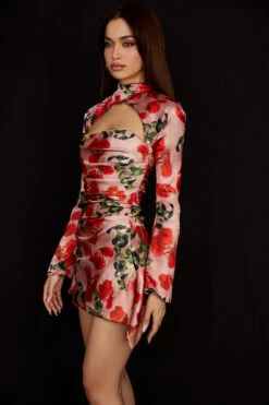 Rose Print Draped Corset Dress -Traumhafte Kleider toira 4 1