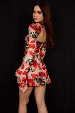 Rose Print Draped Corset Dress -Traumhafte Kleider toira 6 1