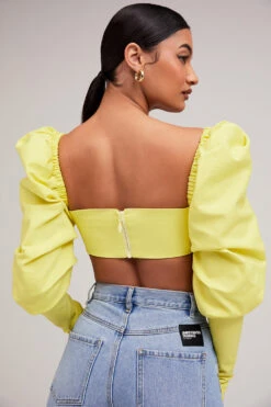Mistress Rocks 'Tough Love' Lemon Puff Sleeve Cropped Top -Traumhafte Kleider tough love 11