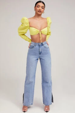 Mistress Rocks 'Tough Love' Lemon Puff Sleeve Cropped Top -Traumhafte Kleider tough love 7
