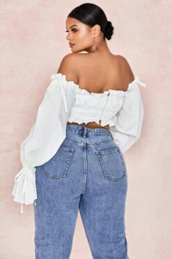 White Ruched Off Shoulder Top -Traumhafte Kleider tulayara 17