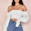 White Ruched Off Shoulder Top -Traumhafte Kleider tulayara 5a