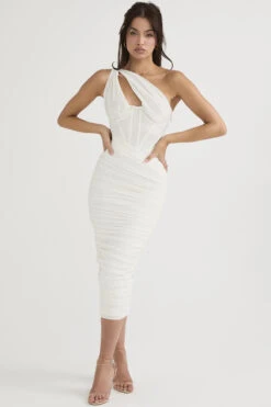 Ivory Asymmetric Cutout Midi Dress -Traumhafte Kleider valentina 1