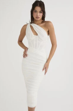 Ivory Asymmetric Cutout Midi Dress -Traumhafte Kleider valentina 2