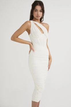 Ivory Asymmetric Cutout Midi Dress -Traumhafte Kleider valentina 6