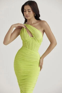Lime Asymmetric Cutout Midi Dress -Traumhafte Kleider valentina l4