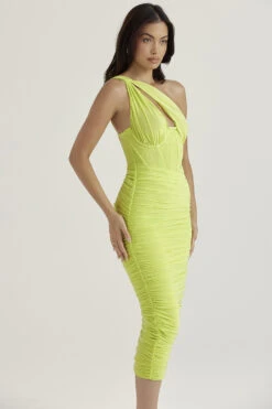 Lime Asymmetric Cutout Midi Dress -Traumhafte Kleider valentina l6