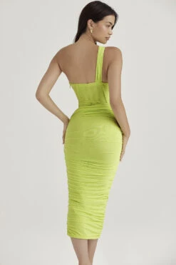 Lime Asymmetric Cutout Midi Dress -Traumhafte Kleider valentina l8