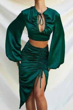 Emerald Green Satin Balloon Sleeve Top 27 Emerald Green Satin Balloon Sleeve Top -Traumhafte Kleider vanda gr11