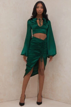 Emerald Green Satin Balloon Sleeve Top 22 Emerald Green Satin Balloon Sleeve Top -Traumhafte Kleider vandra 2d