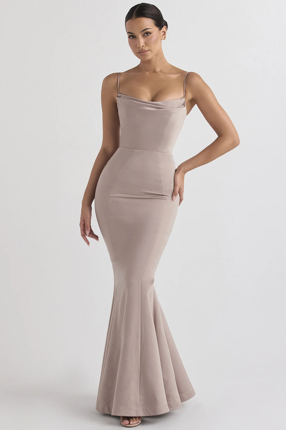 Mushroom Satin Fishtail Gown 3 Mushroom Satin Fishtail Gown