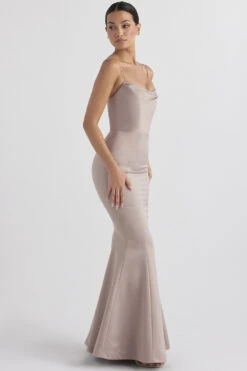 Mushroom Satin Fishtail Gown 16 Mushroom Satin Fishtail Gown -Traumhafte Kleider violette mus 7g