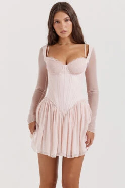 Soft Peach Corset Mini Dress
