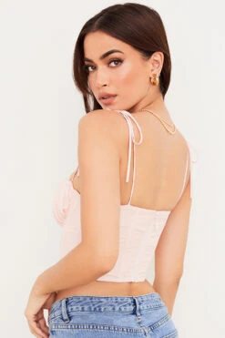 Baby Pink Chiffon Gathered Bust Cropped Corset 19 Baby Pink Chiffon Gathered Bust Cropped Corset -Traumhafte Kleider willow 6a