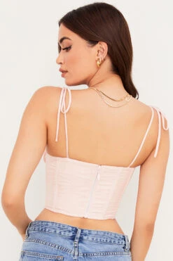 Baby Pink Chiffon Gathered Bust Cropped Corset 20 Baby Pink Chiffon Gathered Bust Cropped Corset -Traumhafte Kleider willow 7a