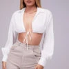 Mistress Rocks 'Wishlist' White Balloon Sleeve Cropped Shirt With Bralette -Traumhafte Kleider wishlist 5