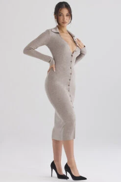 Beige Cashmere Knit Midi Dress -Traumhafte Kleider yvette 4